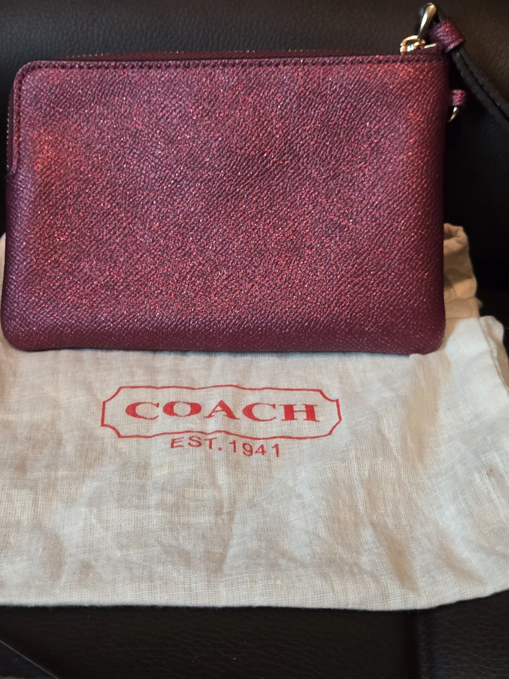 COACH Metallic Raspberry Wristlet And COACH KEYRING AND PEN